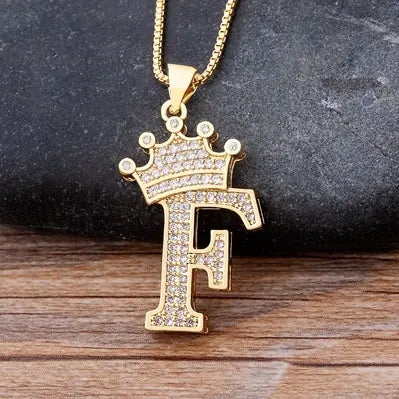 Luxury Zirconia Initial Crown Necklace
