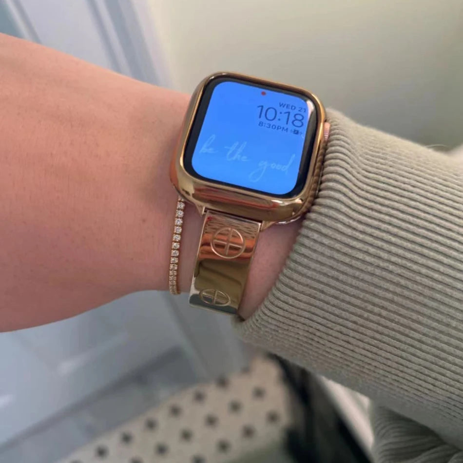 Nail Cut Zircon Metal Watch Strap