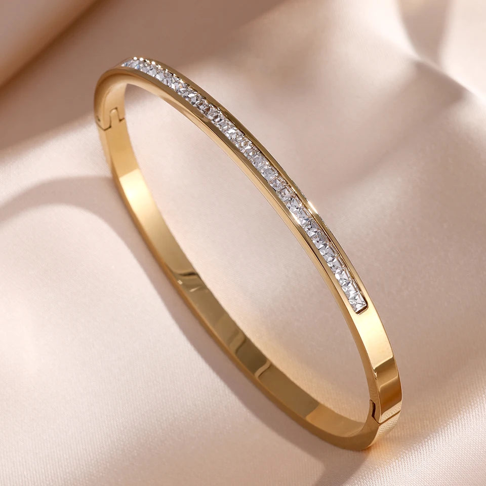 Zirconia Inlaid Stackable Bracelets