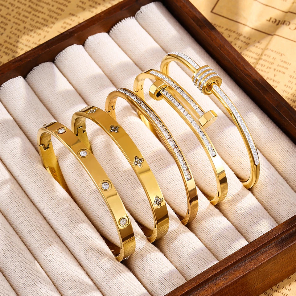 Titanium Steel Stacked Bracelets