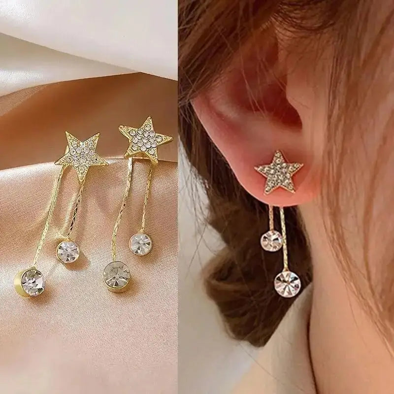 925 Silver Crystal Heart Drop Earrings