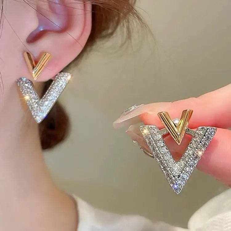 925 Silver Crystal Heart Drop Earrings