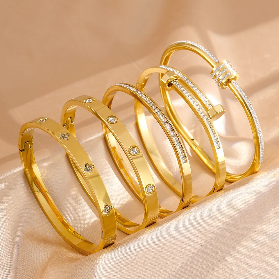 Titanium Steel Stacked Bracelets