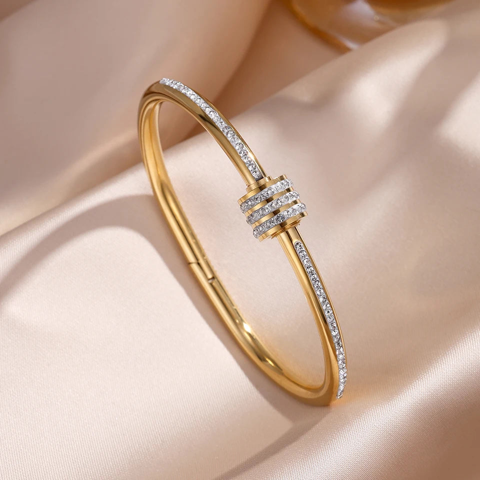 Zirconia Inlaid Stackable Bracelets