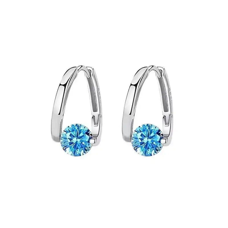 925 Silver Crystal Heart Drop Earrings
