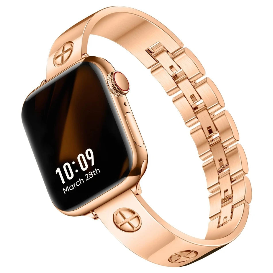 Nail Cut Zircon Metal Watch Strap