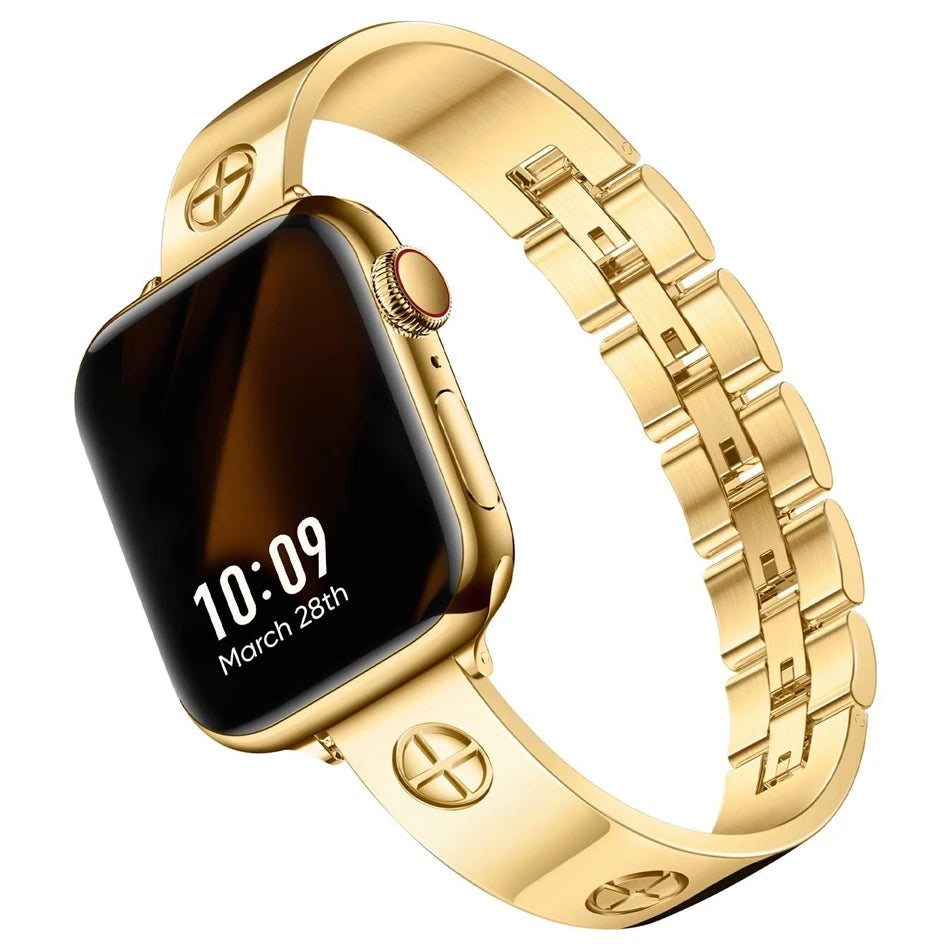 Nail Cut Zircon Metal Watch Strap