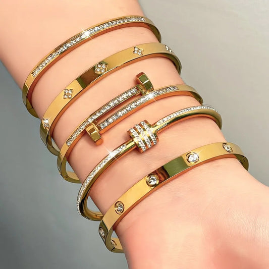Titanium Steel Stacked Bracelets