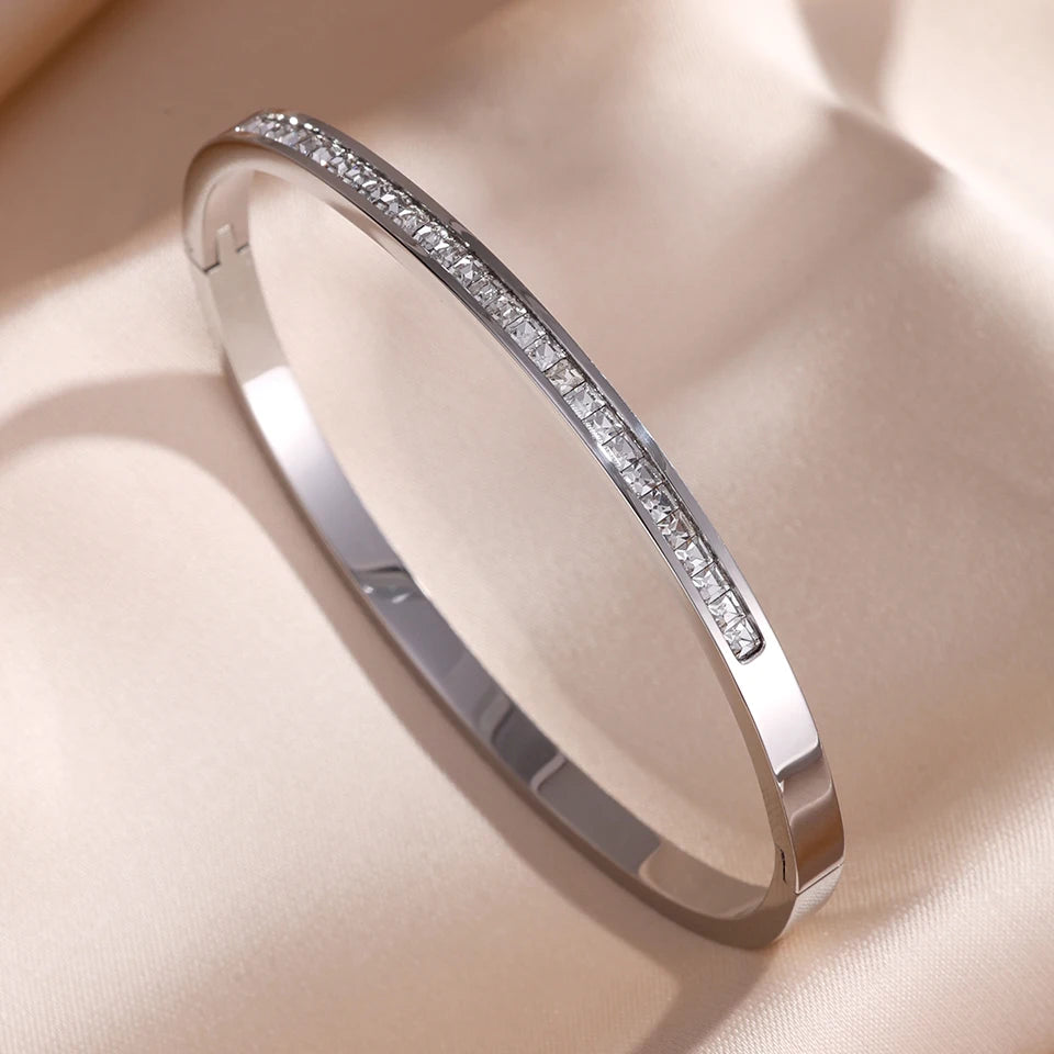 Zirconia Inlaid Stackable Bracelets