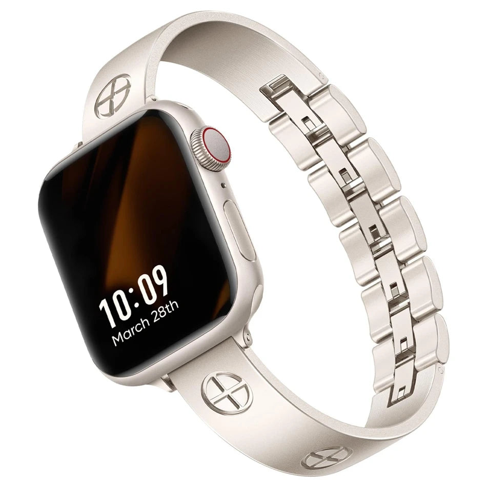 Nail Cut Zircon Metal Watch Strap