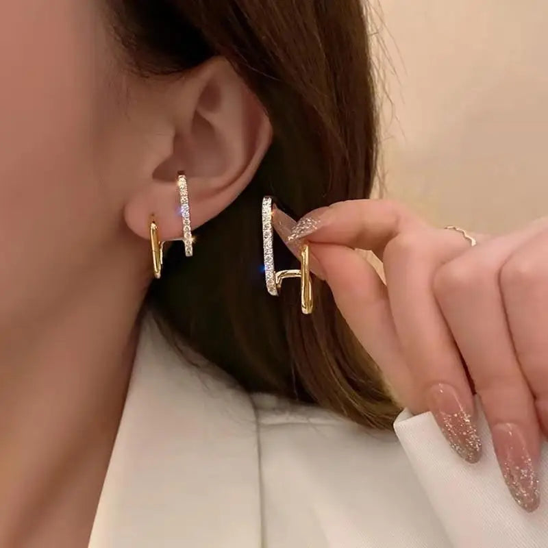 925 Silver Crystal Heart Drop Earrings