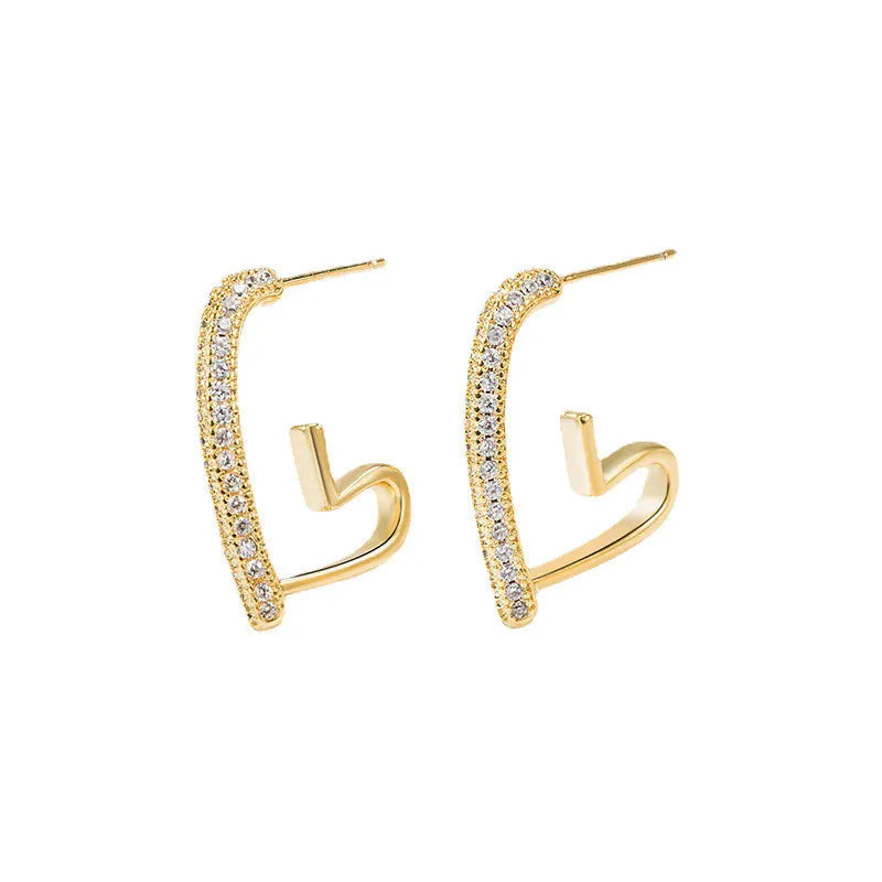 925 Silver Crystal Heart Drop Earrings