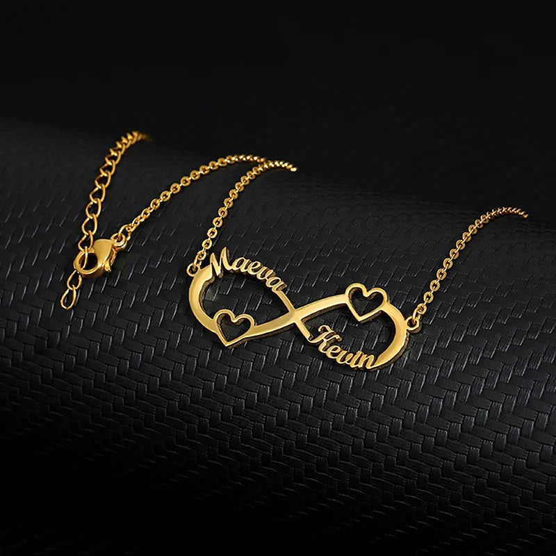 Custom Double Heart Infinity Necklace