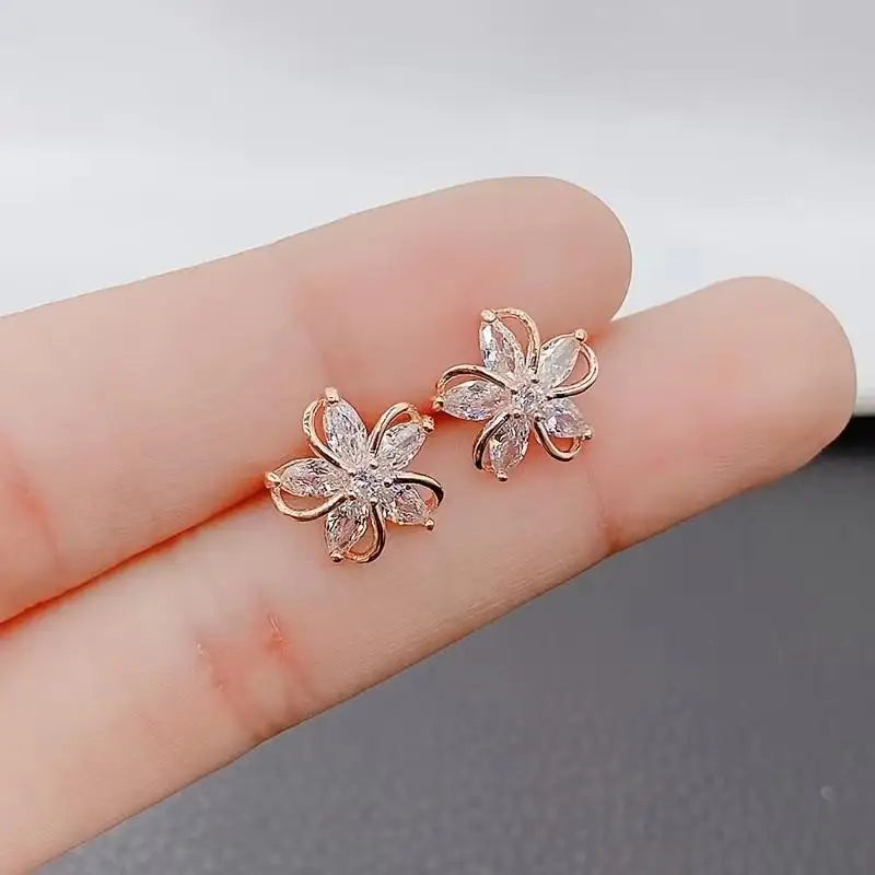 925 Silver Crystal Heart Drop Earrings
