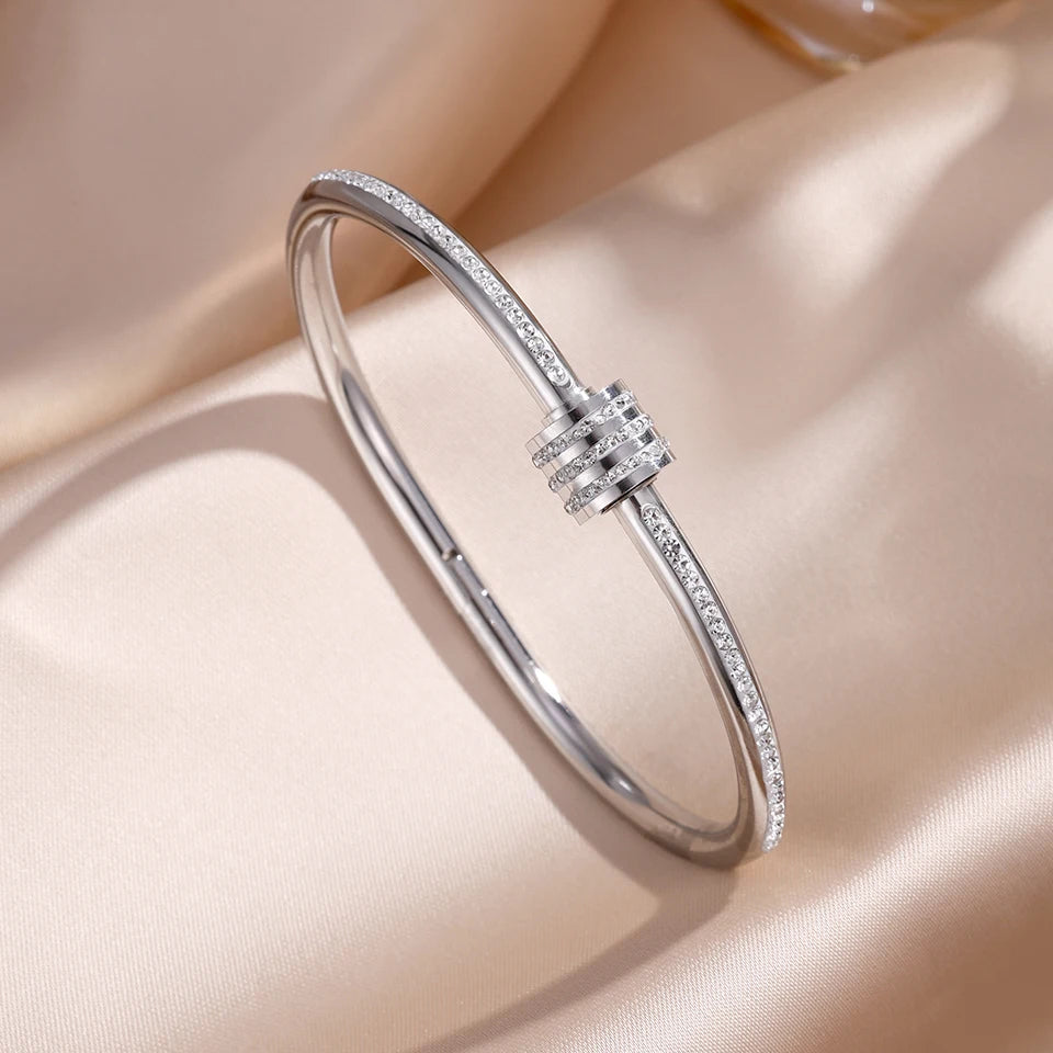 Zirconia Inlaid Stackable Bracelets