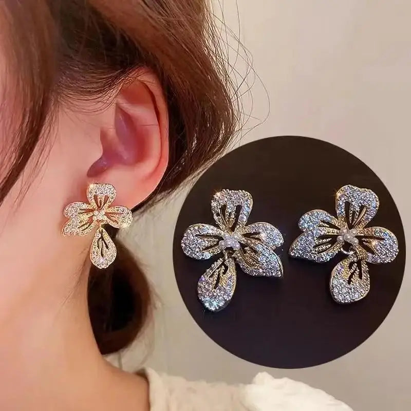 925 Silver Crystal Heart Drop Earrings