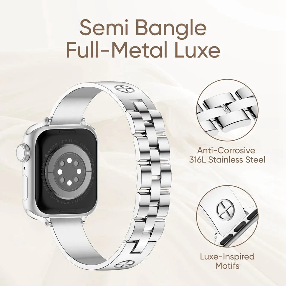 Nail Cut Zircon Metal Watch Strap