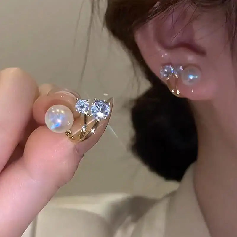 925 Silver Crystal Heart Drop Earrings