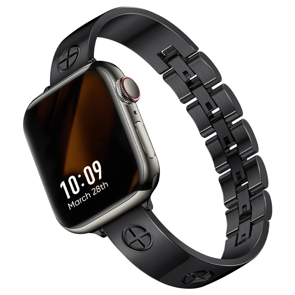 Nail Cut Zircon Metal Watch Strap