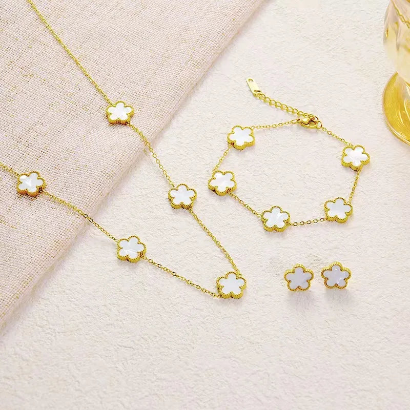 Five-Leaf Flower Jewelry Set