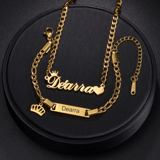 Custom Engraved Children's Name Jewelry Set